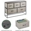 image:imagemDesign Wide Modern 5Drawer Storage Dresser Unit Sturdy Steel Frame Wood Top EasyPull Wood HandlesFabric Bins Organizer for Bedroom Hallway Entryway Closet Margot Collection BlackDk Gray