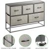 image:imagemDesign Wide Modern 5Drawer Storage Dresser Unit Sturdy Steel Frame Wood Top EasyPull Wood HandlesFabric Bins Organizer for Bedroom Hallway Entryway Closet Margot Collection BlackDk Gray