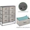 image:imagemDesign Wide Modern 8Drawer Dresser Storage Unit Sturdy Steel Frame Wood Top EasyPull Wood HandlesFabric Bins Organizer for Bedroom Hallway Entryway Closet Margo Collection BlackDark Gray