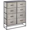 image:imagemDesign Wide Modern 8Drawer Dresser Storage Unit Sturdy Steel Frame Wood Top EasyPull Wood HandlesFabric Bins Organizer for Bedroom Hallway Entryway Closet Margo Collection BlackDark Gray