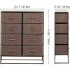 image:imagemDesign Wide Modern 8Drawer Dresser Storage Unit Sturdy Steel Frame Wood Top EasyPull Wood HandlesFabric Bins Organizer for Bedroom Hallway Entryway Closet Margo Collection Espresso Brown