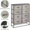 image:imagemDesign Wide Modern 8Drawer Dresser Storage Unit Sturdy Steel Frame Wood Top EasyPull Wood HandlesFabric Bins Organizer for Bedroom Hallway Entryway Closet Margo Collection BlackDark Gray