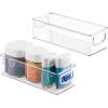 image:imagemDesign Plastic Bathroom Storage Container Bins w Handles  Closet Cabinet Vanity Cupboard Shelf Organization Hair Tools Accessory Organizer  Ligne Collection Clear 10x4x3 Pack of 210 x 4 x 3 Pack of 2