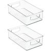 image:imagemDesign Small Plastic Bathroom Storage Container Bins with Handles for Organization in Closet Cabinet Vanity or Cupboard Shelf Accessory Organizer  Ligne Collection  2 Pack  Clear