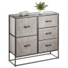 image:imagemDesign Tall Modern 5Drawer Dresser Storage Chest  Sturdy Steel Frame Wood Top Easy Pull Fabric BinsWood Handles  Organizer Unit for Bedroom Hallway Entryway Closets  BlackGraphite Gray