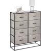 image:imagemDesign Wide Modern 8Drawer Dresser Storage Unit Sturdy Steel Frame Wood Top EasyPull Wood HandlesFabric Bins Organizer for Bedroom Hallway Entryway Closet Margo Collection BlackDark Gray