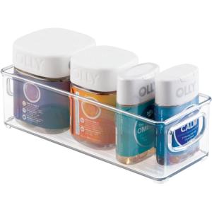 image:imagemDesign Plastic Bathroom Storage Container Bins w Handles  Closet Cabinet Vanity Cupboard Shelf Organization Hair Tools Accessory Organizer  Ligne Collection Clear 10x4x3 Pack of 210 x 4 x 3 Pack of 1