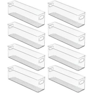 image:imagemDesign Plastic Bathroom Storage Container Bins w Handles  Closet Cabinet Vanity Cupboard Shelf Organization Hair Tools Accessory Organizer  Ligne Collection Clear 10x4x3 Pack of 25 x 375 x 16 Pack of 8