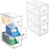 image:imagemDesign Plastic Kitchen Pantry Stackable Storage Organizer Container Station with 3 Drawers for Cabinet Countertop Holds Coffee Tea Sugar Packets Creamers  Lumiere Collection  ClearClear