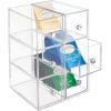 image:imagemDesign Plastic Kitchen Pantry Stackable Storage Organizer Container Station with 3 Drawers for Cabinet Countertop Holds Coffee Tea Sugar Packets Creamers  Lumiere Collection  ClearClear