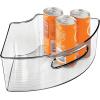 image:imagemDesign Plastic Lazy Susan Cabinet Storage Bin with Front Handle for Kitchen Countertop Pantry Shelf Fridge Organization  Hold Food Drinks Snacks  Ligne Collection  4 Pack  Smoke GraySmoke