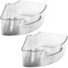 image:imagemDesign Plastic Lazy Susan Cabinet Storage Bin with Front Handle for Kitchen Countertop Pantry Shelf Fridge Organization  Hold Food Drinks Snacks  Ligne Collection  4 Pack  Smoke GraySmoke