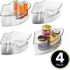 image:imagemDesign Plastic Lazy Susan Cabinet Storage Bin with Front Handle for Kitchen Countertop Pantry Shelf Fridge Organization  Hold Food Drinks Snacks  Ligne Collection  4 Pack  Smoke GraySmoke