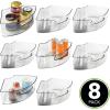 image:imagemDesign Plastic Lazy Susan Cabinet Storage Bin with Front Handle for Kitchen Countertop Pantry Shelf Fridge Organization  Hold Food Drinks Snacks  Ligne Collection  4 Pack  Smoke GraySmoke