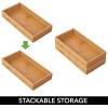 image:imagemDesign Wooden Bamboo Drawer Organizer  12 Long Stackable Storage Box Tray for Kitchen DrawersCabinet  Utensil Silverware Spatula and Flatware Holder  Echo Collection  2 Pack Natural Wood