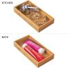 image:imagemDesign Wooden Bamboo Drawer Organizer  12 Long Stackable Storage Box Tray for Kitchen DrawersCabinet  Utensil Silverware Spatula and Flatware Holder  Echo Collection  2 Pack Natural Wood