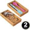 image:imagemDesign Wooden Bamboo Drawer Organizer  12 Long Stackable Storage Box Tray for Kitchen DrawersCabinet  Utensil Silverware Spatula and Flatware Holder  Echo Collection  2 Pack Natural Wood