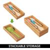 image:imagemDesign Wooden Bamboo Drawer Organizer  15 Long Stackable Storage Box Tray for Kitchen DrawersCabinet  Utensil Silverware Spatula and Flatware Holder  Echo Collection  2 Pack Natural Wood