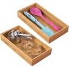 image:imagemDesign Wooden Bamboo Drawer Organizer  12 Long Stackable Storage Box Tray for Kitchen DrawersCabinet  Utensil Silverware Spatula and Flatware Holder  Echo Collection  2 Pack Natural Wood