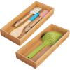 image:imagemDesign Wooden Bamboo Drawer Organizer  15 Long Stackable Storage Box Tray for Kitchen DrawersCabinet  Utensil Silverware Spatula and Flatware Holder  Echo Collection  2 Pack Natural Wood