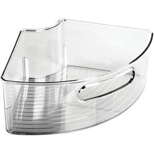 image:imagemDesign Plastic Lazy Susan Cabinet Storage Bin with Front Handle for Kitchen Countertop Pantry Shelf Fridge Organization  Hold Food Drinks Snacks  Ligne Collection  4 Pack  Smoke GraySmoke