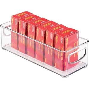 image:imagemDesign Small Plastic Office Storage Container Bins with Handles for Organization in Filing Cabinet Closet Shelf or Desk Drawers Organizer for Notes Pens Pencils Ligne Collection Clear
