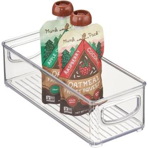 image:imagemDesign Stackable Plastic Food Storage Bin with Handles for Kitchen Pantry Cabinet Refrigerator Freezer  Organizer for Fruit Yogurt Squeeze Pouches  BPA Free 10 Long  Clear10 x 4 x 3