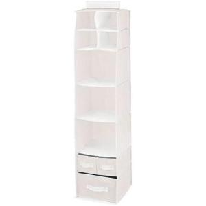 image:imagemDesign Fabric Hanging Organizer  Over Closet Rod Storage  7 Shelves3 Removable Drawers for Baby Nursery or Bedroom Organization Holds Clothes Toys Accessories Jane Collection PinkWhiteCreamWhite