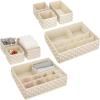 image:imagemDesign Fabric Drawer Organizer Bins KidsBaby Nursery Dresser Closet Shelf Playroom Organization Hold Clothes Toys Diapers Bibs Blankets Set of 4 2 Pack TaupeWhite Polka Dot