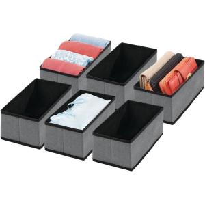 image:imagemDesign Soft Fabric Dresser Drawer and Closet Storage Organizer Bin for Bedroom  Holds Lingerie Bras Socks Leggings Clothes Purses Scarves Lido Collection  6 Pack  Charcoal GrayBlack
