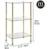 image:imagemDesign MetalGlass 3Tier Storage Tower Narrow Shelving Display Unit Open Glass Shelves MultiUse Stand for Living Room Bathroom Home Office Hallway Bedroom Organization  Soft BrassClear