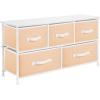 image:imagemDesign 2165 High Steel FrameWood Top Storage Dresser Furniture Unit  5 Removable Fabric Drawers  Wide Bureau Organizer for Bedroom Living Room Closet  Jane Collection Cantaloupe PeachWhite