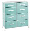 image:imagemDesign 353 High Steel FrameWood Top Storage Dresser Furniture Unit 8 Removable Slim Fabric Drawers  Tall Bureau Organizer for Bedroom Living Room Closet  Jane Collection Turquoise BlueWhite