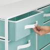image:imagemDesign 353 High Steel FrameWood Top Storage Dresser Furniture Unit 8 Removable Slim Fabric Drawers  Tall Bureau Organizer for Bedroom Living Room Closet  Jane Collection Turquoise BlueWhite