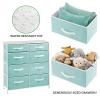 image:imagemDesign 353 High Steel FrameWood Top Storage Dresser Furniture Unit 8 Removable Slim Fabric Drawers  Tall Bureau Organizer for Bedroom Living Room Closet  Jane Collection Turquoise BlueWhite