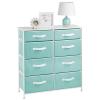 image:imagemDesign 353 High Steel FrameWood Top Storage Dresser Furniture Unit 8 Removable Slim Fabric Drawers  Tall Bureau Organizer for Bedroom Living Room Closet  Jane Collection Turquoise BlueWhite