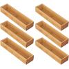 image:imagemDesign Slim Wooden Bamboo Drawer Organizer for Office  12 Long Stackable Storage Box Tray for Desk DrawersCabinet  Junk Drawer and Accessories Organization  Echo Collection 6 Pack Natural Wood
