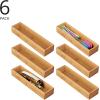 image:imagemDesign Slim Wooden Bamboo Drawer Organizer for Office  12 Long Stackable Storage Box Tray for Desk DrawersCabinet  Junk Drawer and Accessories Organization  Echo Collection 6 Pack Natural Wood
