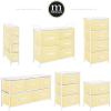 image:imagemDesign Steel Top and Frame Storage Dresser Tower Unit with 3 Removable Fabric Drawers for Bedroom Living Room or Bathroom  Holds Clothes Accessories Jane Collection  Light YellowWhite
