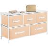 image:imagemDesign 2165 High Steel FrameWood Top Storage Dresser Furniture Unit  5 Removable Fabric Drawers  Wide Bureau Organizer for Bedroom Living Room Closet  Jane Collection Cantaloupe PeachWhite