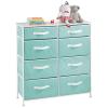 image:imagemDesign 353 High Steel FrameWood Top Storage Dresser Furniture Unit 8 Removable Slim Fabric Drawers  Tall Bureau Organizer for Bedroom Living Room Closet  Jane Collection Turquoise BlueWhite