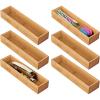 image:imagemDesign Slim Wooden Bamboo Drawer Organizer for Office  12 Long Stackable Storage Box Tray for Desk DrawersCabinet  Junk Drawer and Accessories Organization  Echo Collection 6 Pack Natural Wood