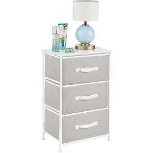 image:imagemDesign Steel Top and Frame Storage Dresser Tower Unit with 3 Removable Fabric Drawers for Bedroom Living Room or Bathroom  Holds Clothes Accessories Jane Collection  Light GrayWhite