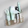 image:imagemDesign Hair Dryer Caddy  Wall Mounted Storage Rack with 4 Compartments  Hair Tool Organiser for Dryers Curling Wands Straighteners  BrassSoft Brass