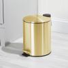image:imagemDesign Metal 13 Gallon5 Liter Round Step Trash Wastebasket Garbage Container Bin with Lid for Bathroom Powder Room Bedroom Kitchen Craft Room Office  Removable Liner Bucket  Navy BlueSoft Brass
