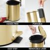 image:imagemDesign Metal 13 Gallon5 Liter Round Step Trash Wastebasket Garbage Container Bin with Lid for Bathroom Powder Room Bedroom Kitchen Craft Room Office  Removable Liner Bucket  Navy BlueSoft Brass