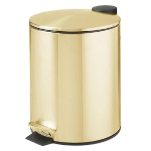 image:imagemDesign Metal 13 Gallon5 Liter Round Step Trash Wastebasket Garbage Container Bin with Lid for Bathroom Powder Room Bedroom Kitchen Craft Room Office  Removable Liner Bucket  Navy BlueSoft Brass