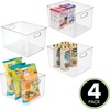 image:imagemDesign Plastic Food Storage Container Bin with Handles  for Kitchen Pantry Cabinet FridgeFreezer  Narrow for Snacks Produce Vegetables Pasta  BPA Free Food Safe  4 Pack Clear12 x 10 x 8 Pack of 4