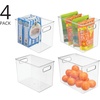 image:imagemDesign Plastic Food Storage Container Bin with Handles  for Kitchen Pantry Cabinet FridgeFreezer  Narrow for Snacks Produce Vegetables Pasta  BPA Free Food Safe  4 Pack Clear10 x 65 x 8 Pack of 4