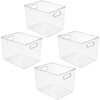 image:imagemDesign Plastic Food Storage Container Bin with Handles  for Kitchen Pantry Cabinet FridgeFreezer  Narrow for Snacks Produce Vegetables Pasta  BPA Free Food Safe  4 Pack Clear10 x 8 x 8 Pack of 4